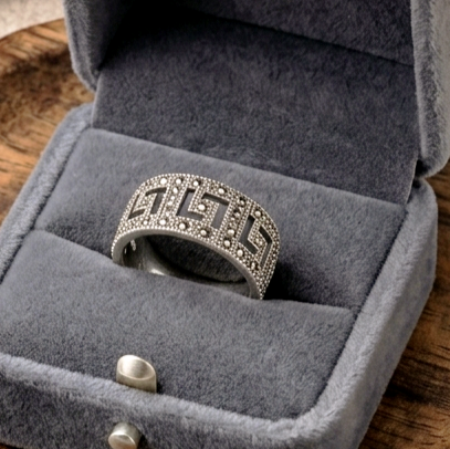 Greek Marcasite Silver Band